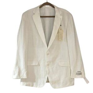 Men's White 100% Linen Blazer - Classic Single-Breasted Jacket - NWT